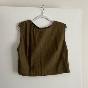 Olive Green Linen Shell Top